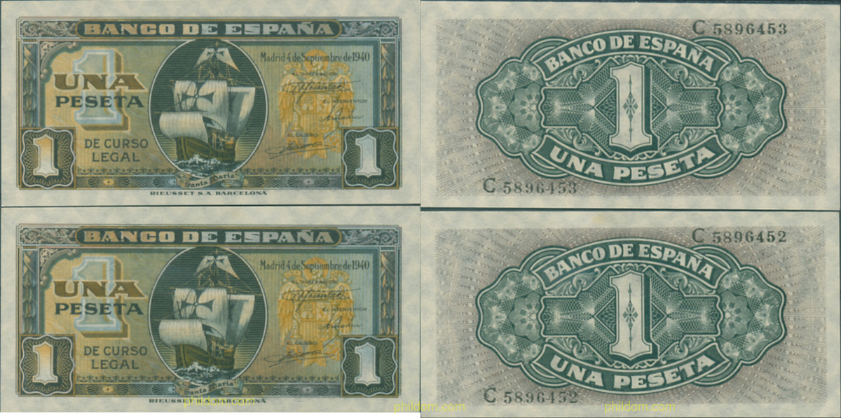 1 Peseta Estado español 4 de septiempre 1940