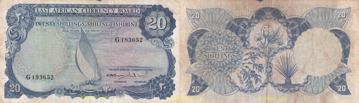 EAST AFRICAN STATES CURRENCY BOARD 20 SHILLINGS 1964