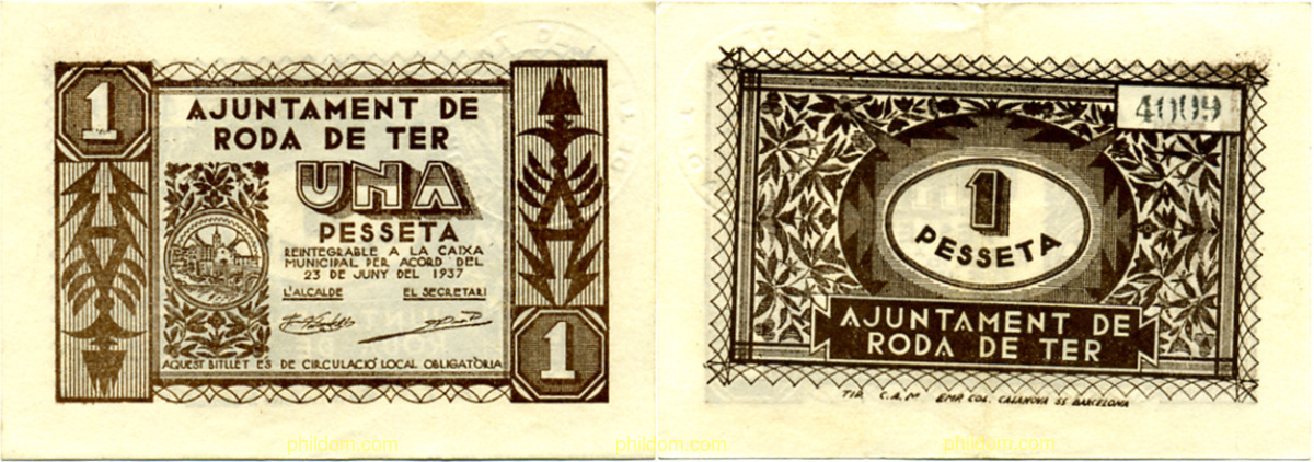 1 peseta Ajuntament RODA DE TER