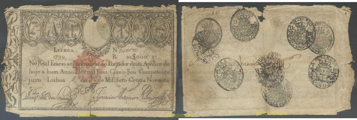 PORTUGAL 1799 (1828) 10$000 REIS