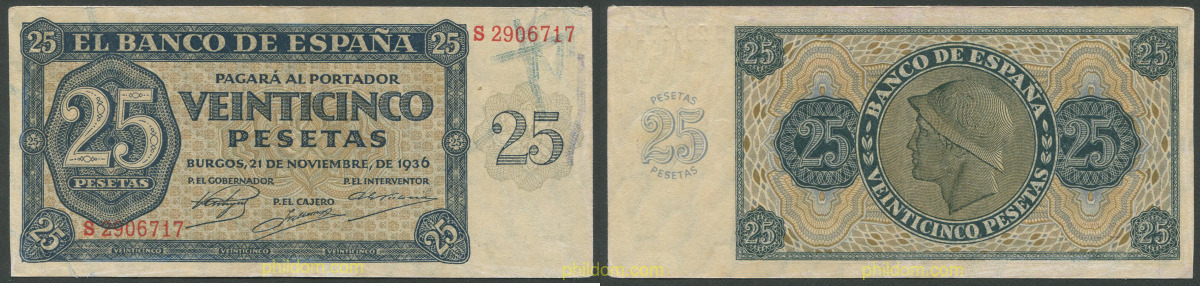 25 Pesetas estado español 21 de noviembre de 1936