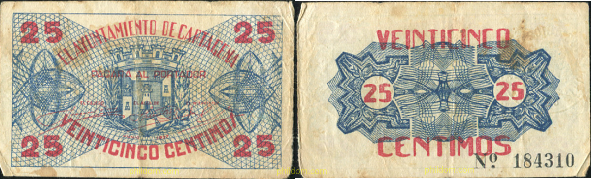 25 CENTIMOS AYUNTAMIENTO DE CARTAGENA 1937