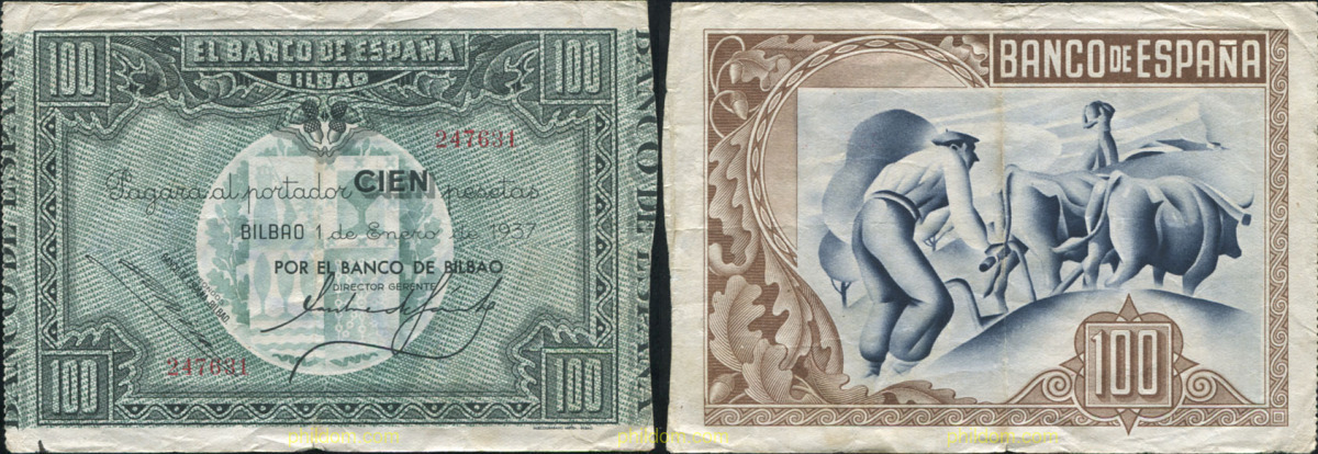 BANCO DE ESPAÑA (BILBAO) 100 PTS AZUL 1937