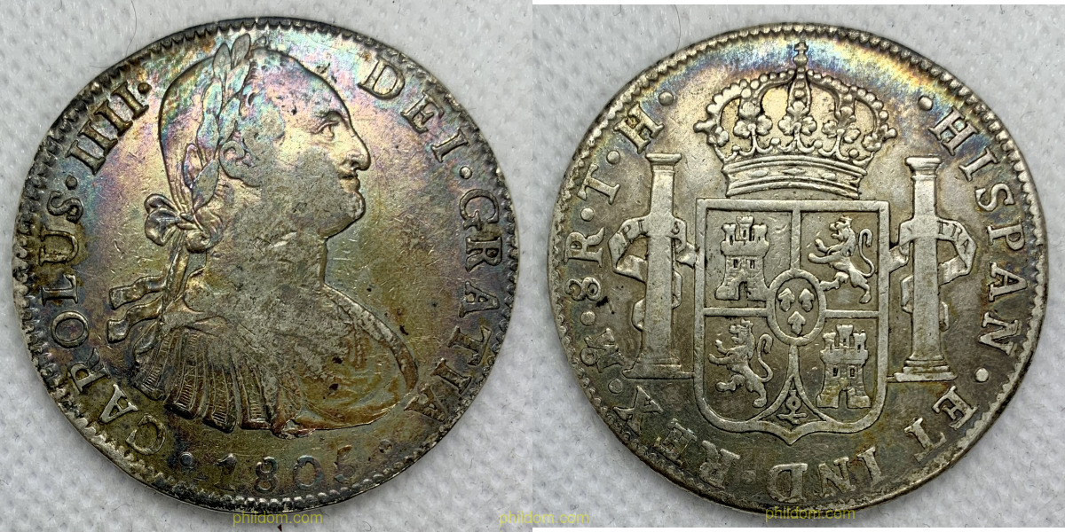 CARLOS IV 1805 TH 8 REALES