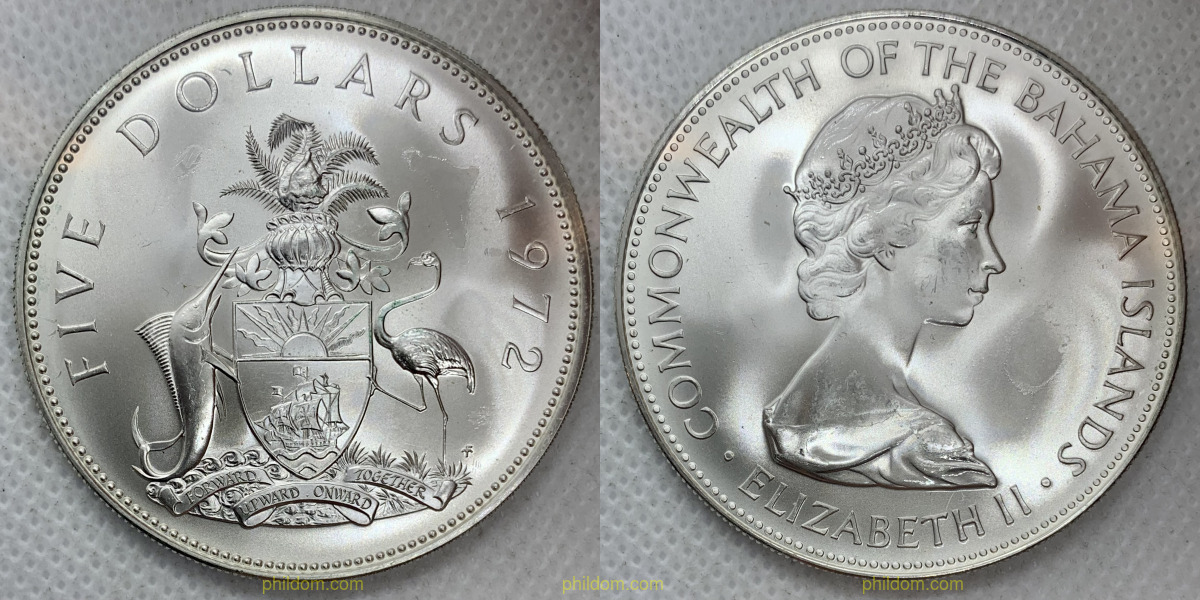 BAHAMAS 5 DOLLARS 1972