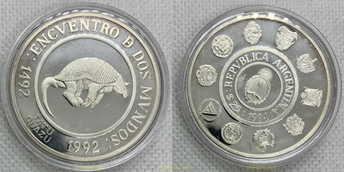 ARGENTINA 1994 25 $ TATÚ GUAZÚ ENCUENTRO DE DOS MUNDOS
