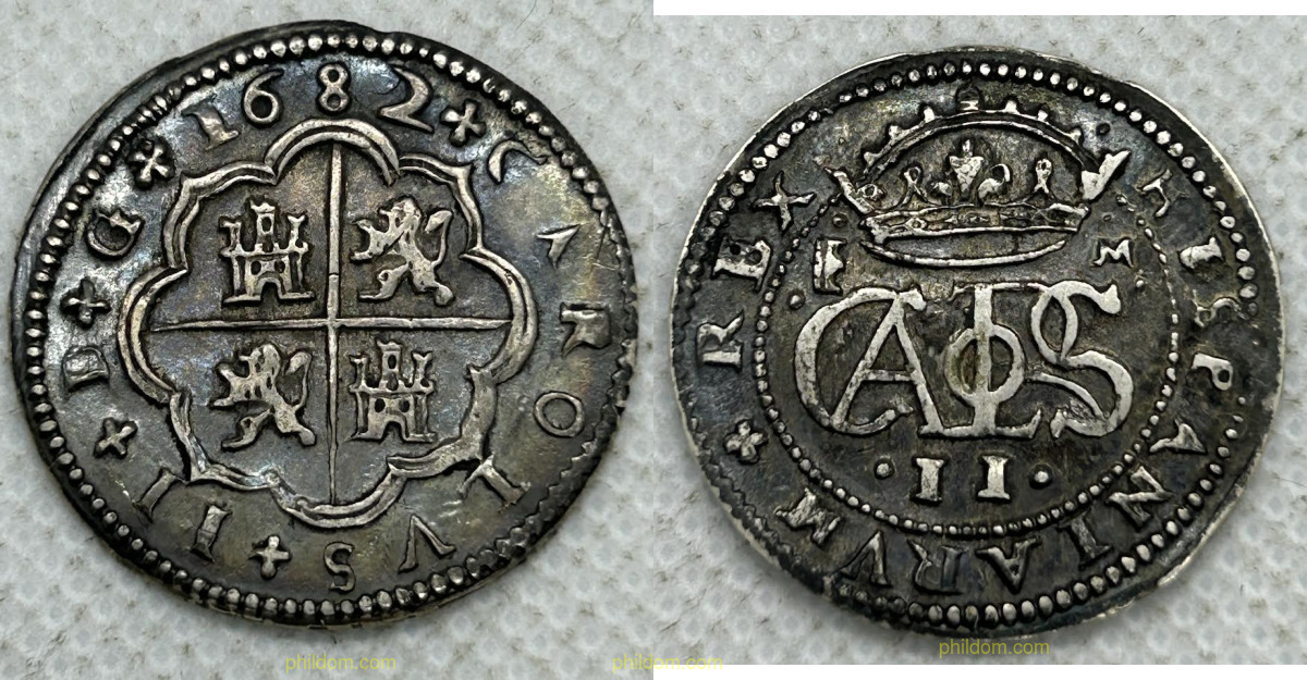 CARLOS II 1682 SEGOVIA. M. 2 REALES.