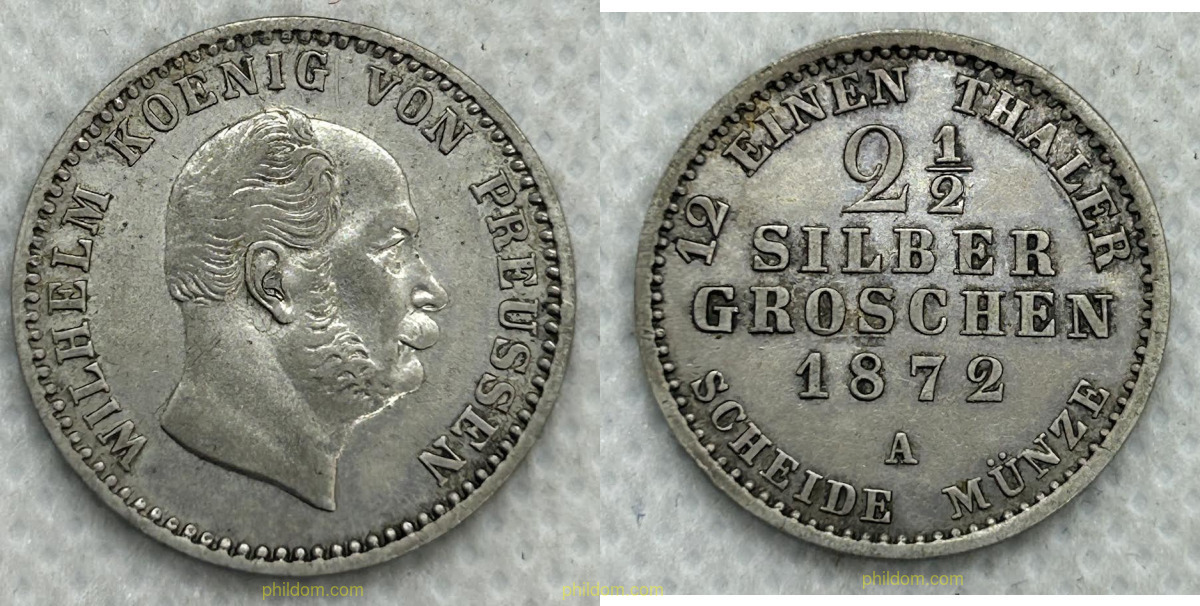 ALEMANIA/PRUSIA 2-1/2 GROSCHEN 1872 A