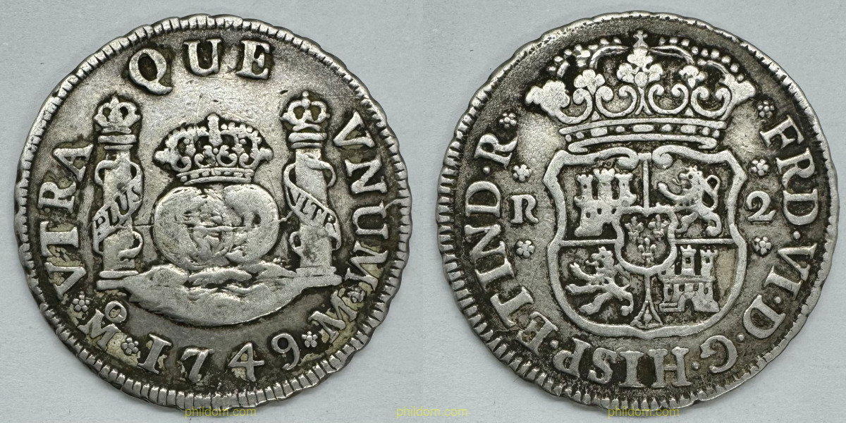 FERNANDO VI 2 REALES 1749 MEXICO