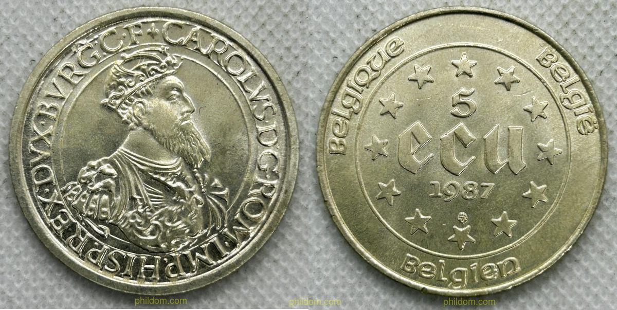 BELGIQUE 5 ECU 1987 MONNAIE