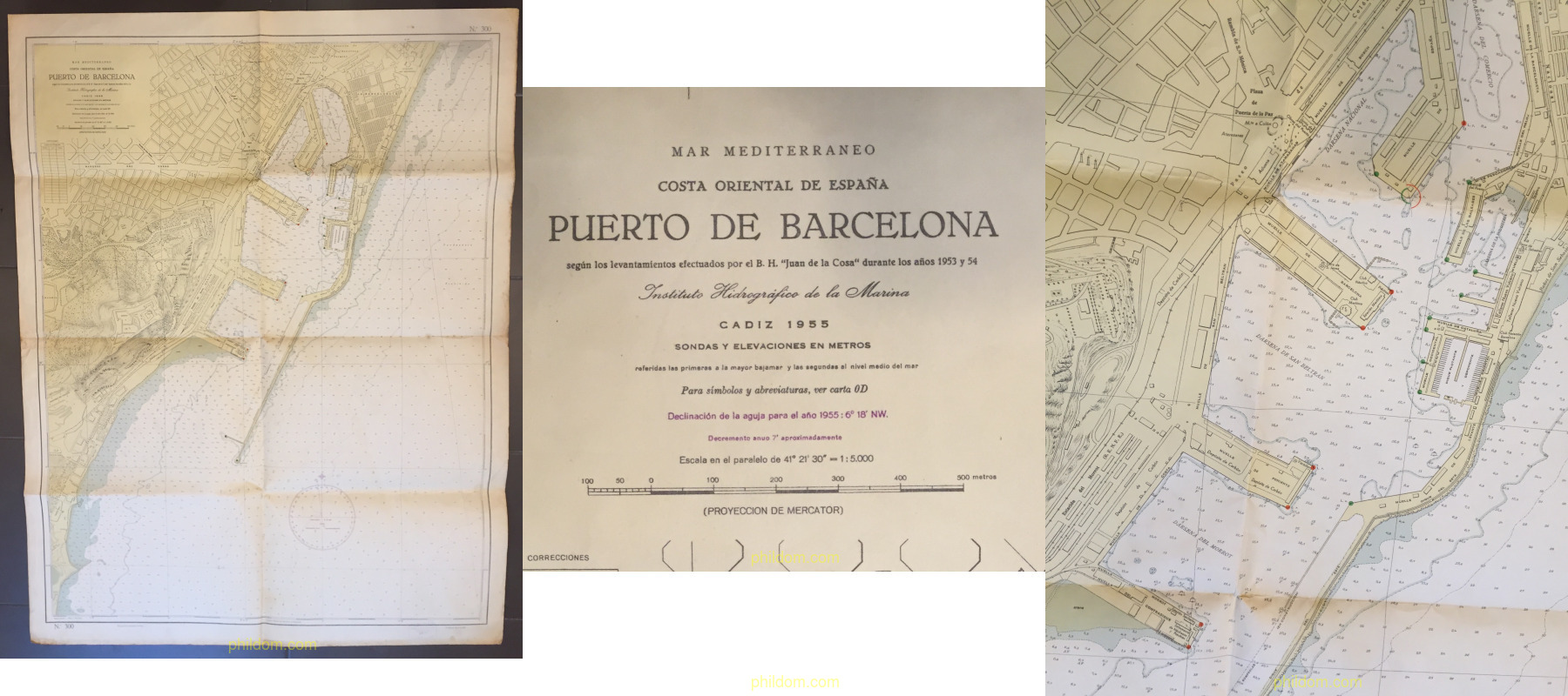 PLANO MAPA DEL PUERTO DE BARCELONA 1955